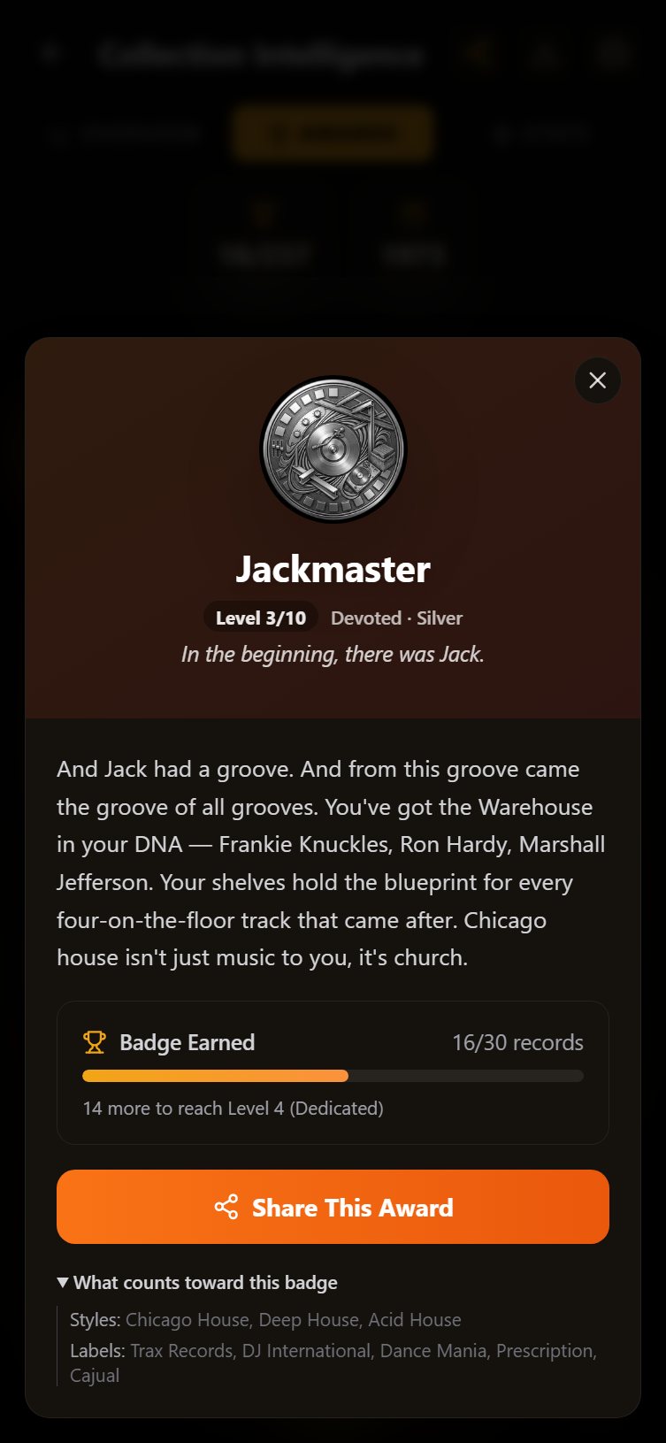 Wax Vault collector badge
